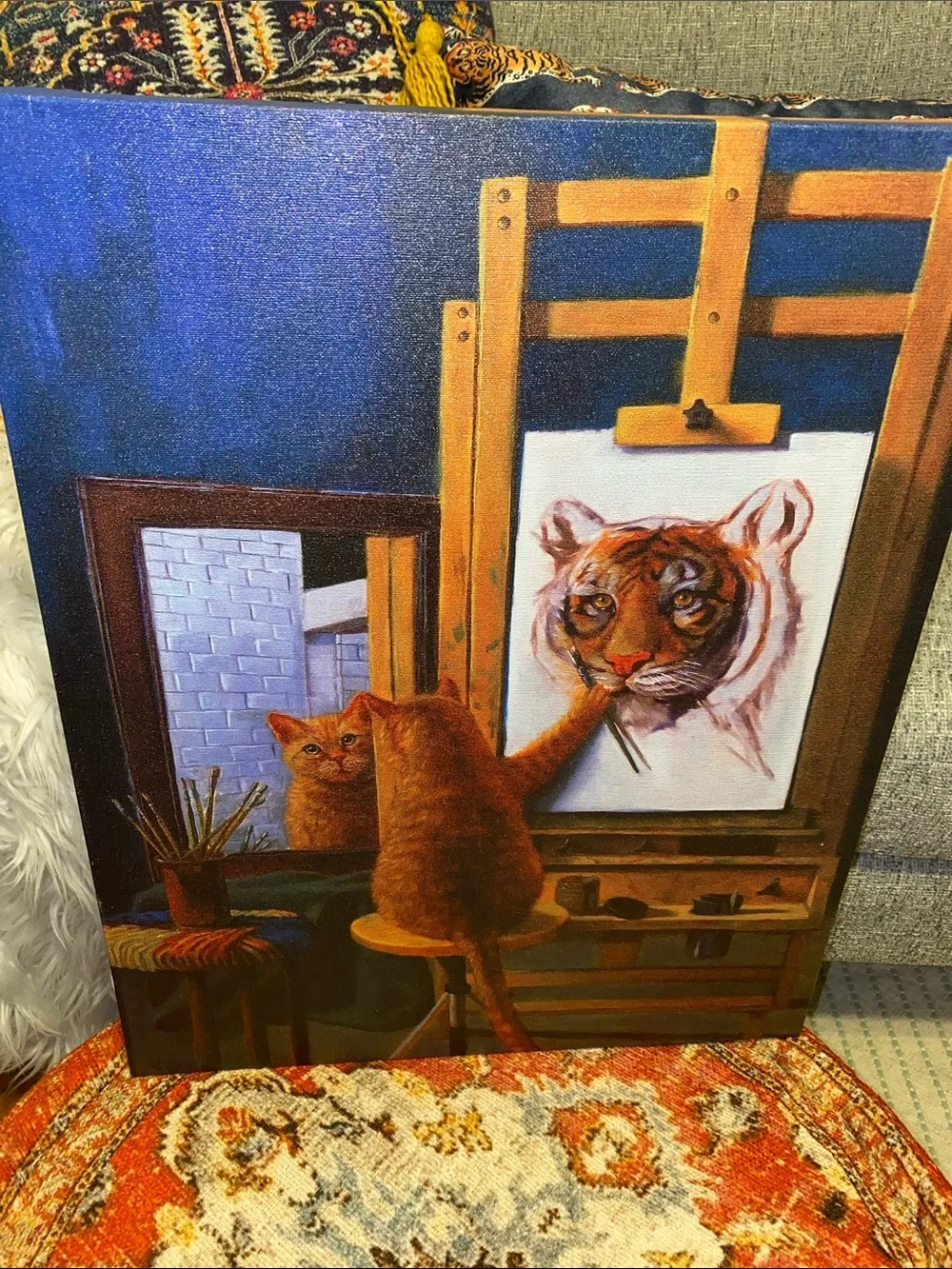 Orange Cat Painting Canvas Print by